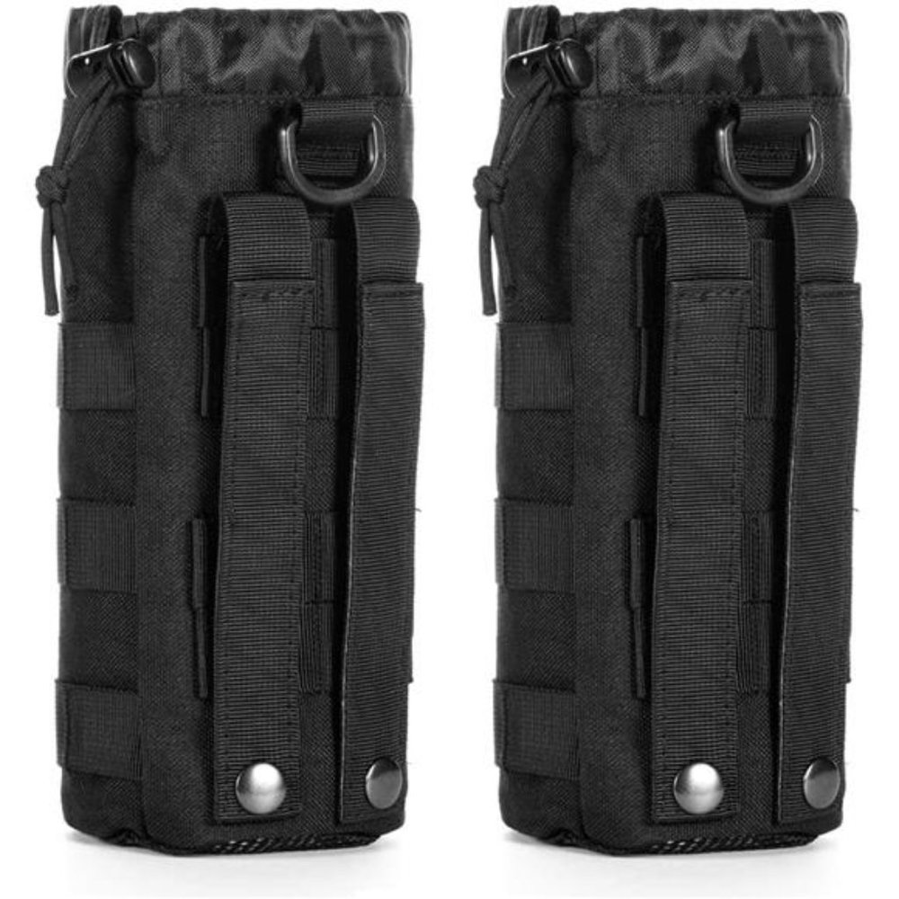 Set of 2 Water Bottles Pouch Bag, Tactical Drawstring Molle Water Bottle Holder